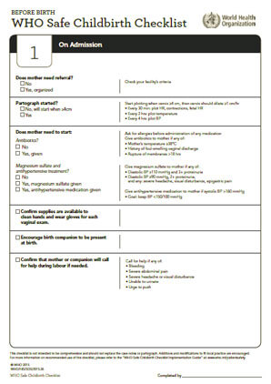 who-safe-childbirth-checklist