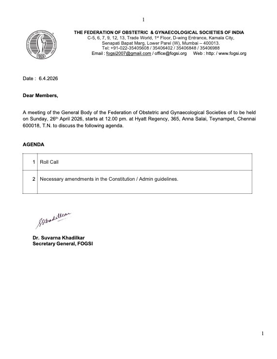 FOGSI Annual General Body Meeting 2026